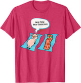 Bacon T Shirt Co Next Time Wear Sunscreen Funny Pig Bacon Sunbathing T-Shirt - Red Heather