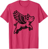 Funny Pig Humor by TKsTees Funny Flying Pig Oink Aviator T-Shirt - Red Heather