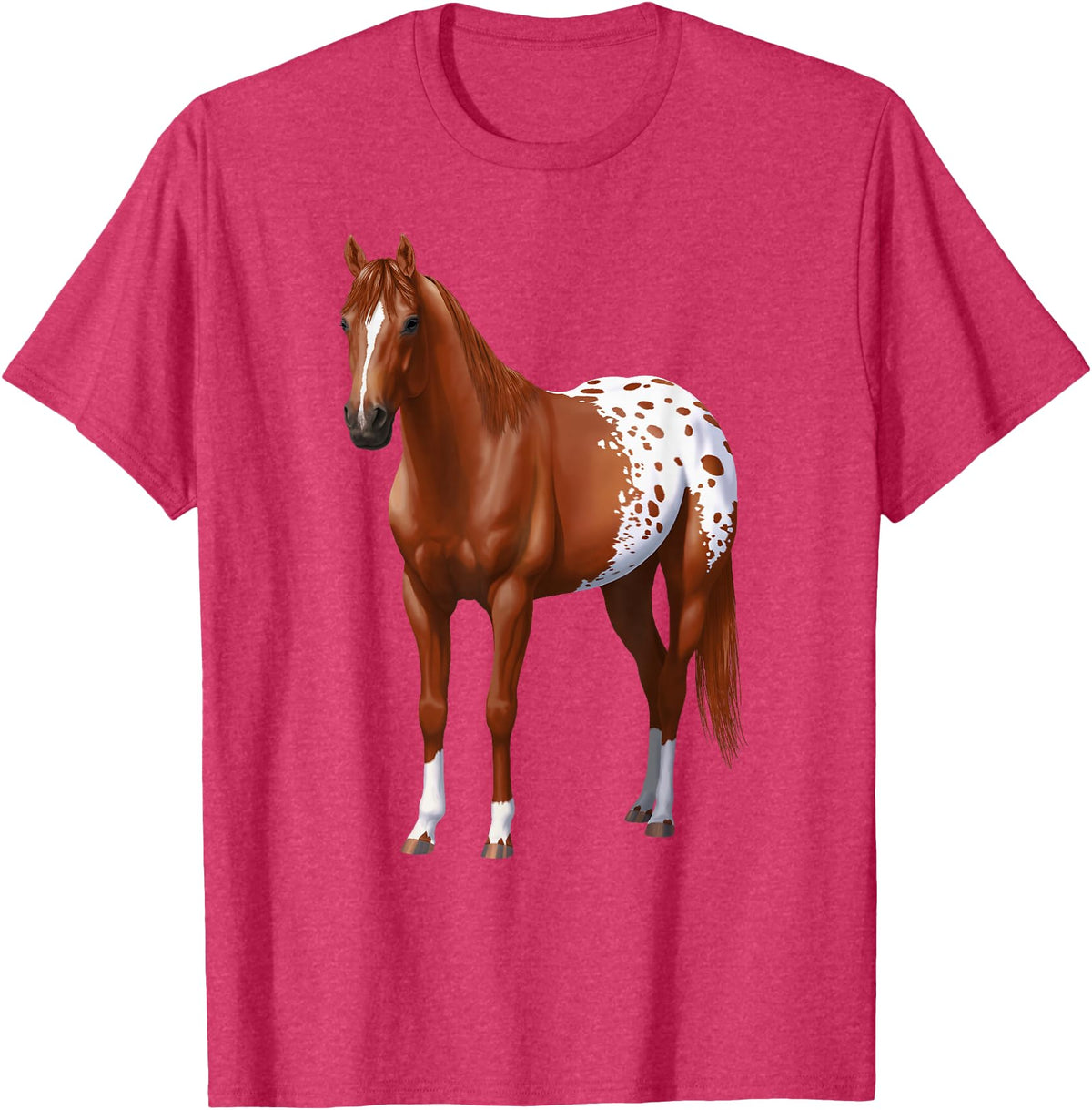 Horse Lover Art by CSForest Chestnut Sorrel Blanket Appaloosa Horse Lover Gift T-Shirt - Red Heather