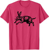 Jackrabbit Bunny Rabbit Hare Minimalist Animal Drawing T-Shirt in Red Heather