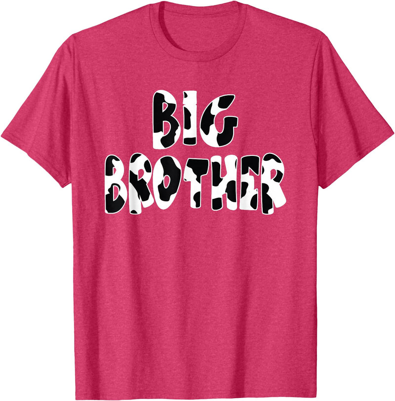 funny saying Gifts for Family Members and more Big Brother Cow Print Cow Pattern T-Shirt - Red Heather