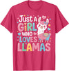 Funny Adorable Llama Lover Just a Girl Who Loves Cute Llamas Gifts for Girls Kids T-Shirt - Red Heather