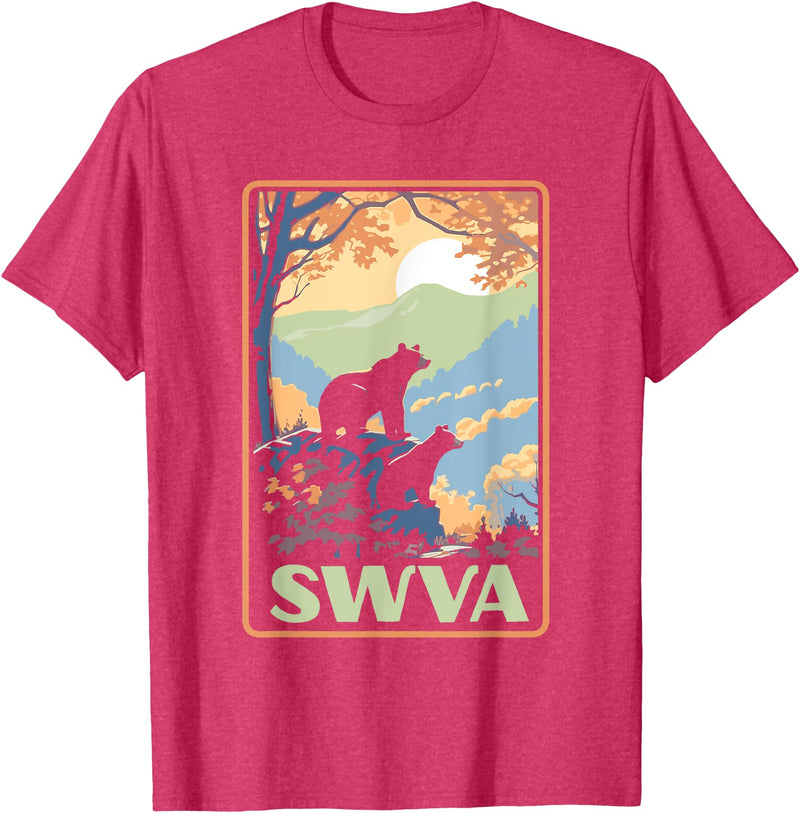 Giant Step Design Co. SWVA Southwest Virginia Black Bears Vintage Parks Poster T-Shirt - Red Heather