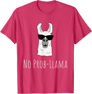 Llama Mama Apparel No Prob-Llama No Problem Cute Funny Cool Llama Alpaca Gift T-Shirt - Red Heather