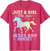 Jesus and Horses Christian Religious. Just A Girl Who Loves Jesus And Horses T-Shirt - Red Heather