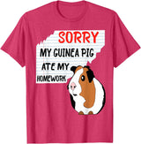 Funny Back to School Sorry My Guinea Pig Ate My Homework School Funny Guinea Pig T-Shirt - Red Heather