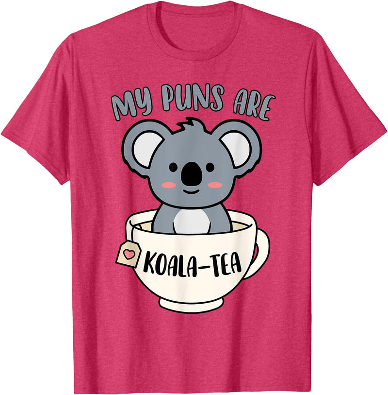 Cute Shirts and Merch My Puns Are Koala Tea Funny Cute Koala Bear Animal Pun T-Shirt - Red Heather