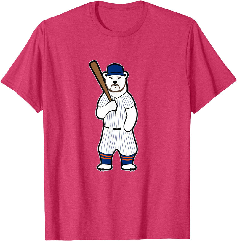 GrafixJoker Baseball Polar Bear Pete T-Shirt - Red Heather