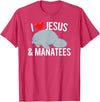 Sea Cows Tees I Love Jesus and Manatees, Cute Christian Manatee T Shirt T-Shirt - Red Heather