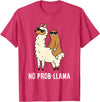The Llama Lover No Prob-llama Cute No Prob Llama T-Shirt - Red Heather