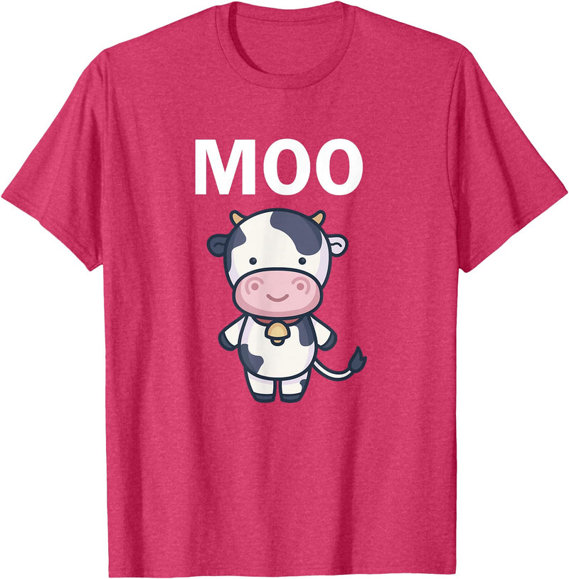 Moo Cow Funny Farmer Cow for Adults Kids Boys and Girls T-Shirt - Red Heather
