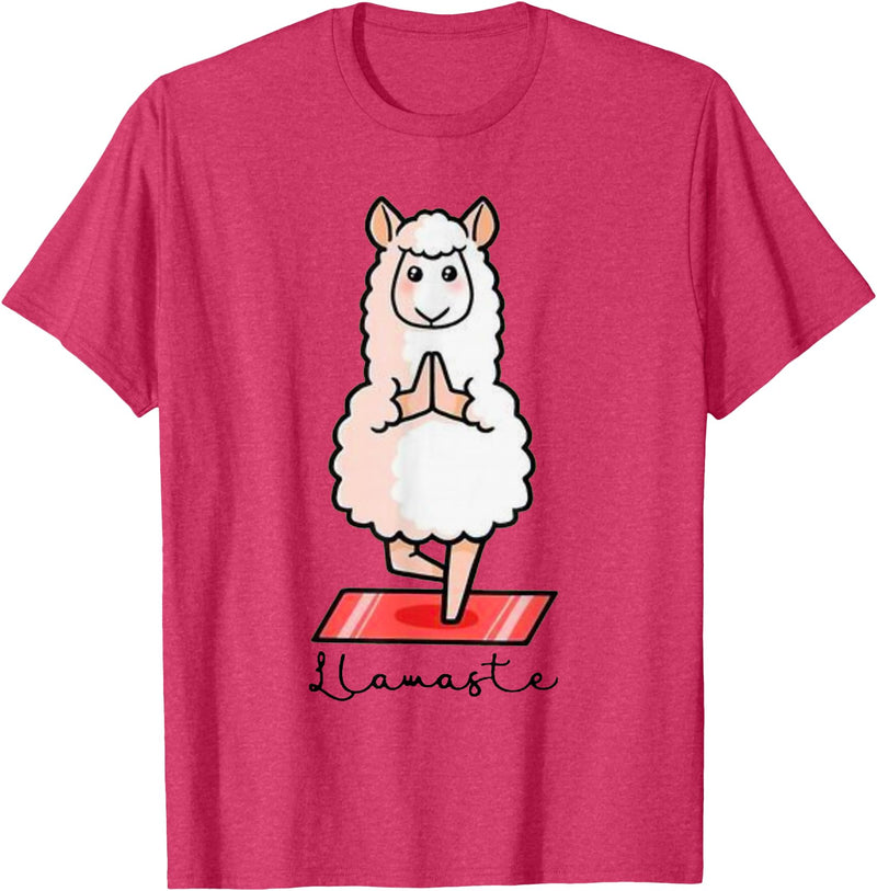 Dibba Designs Llamaste Llama Alpaca Yoga Exercise Fitness Gym Workout T-Shirt - Red Heather