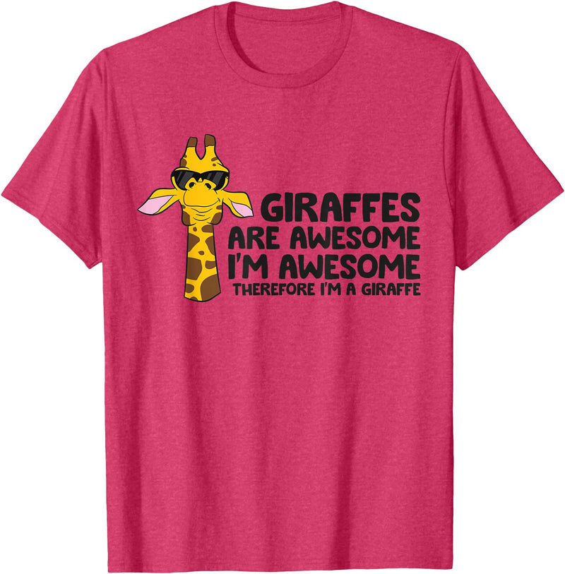 Giraffe Lover Gifts And Tees Giraffes Are Awesome. I'm Awesome Therefore I'm a Giraffe T-Shirt - Red Heather