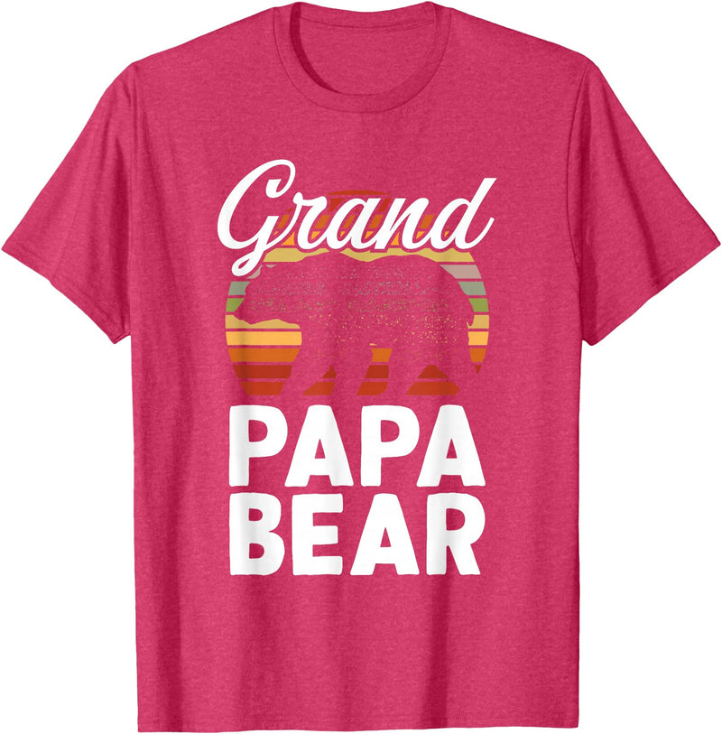 Crazy Grandpa Apparel & Gifts Fun Grandpa Animal Sunset Graphic - Grandpapa Bear T-Shirt - Red Heather