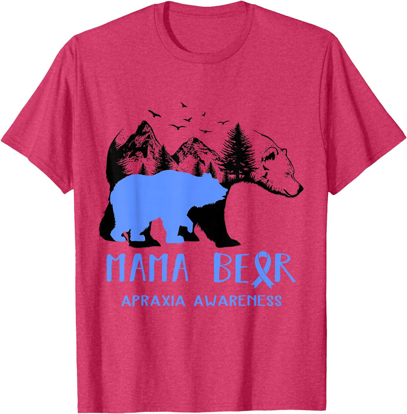 Mama Bear Apraxia Awareness Shirt For Women Men T-Shirt - Red Heather