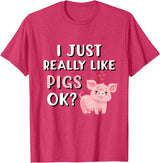 Funny Pig Lover Apparel Pig Apparel for Pig Lovers I Really Like Pigs T-Shirt - Red Heather