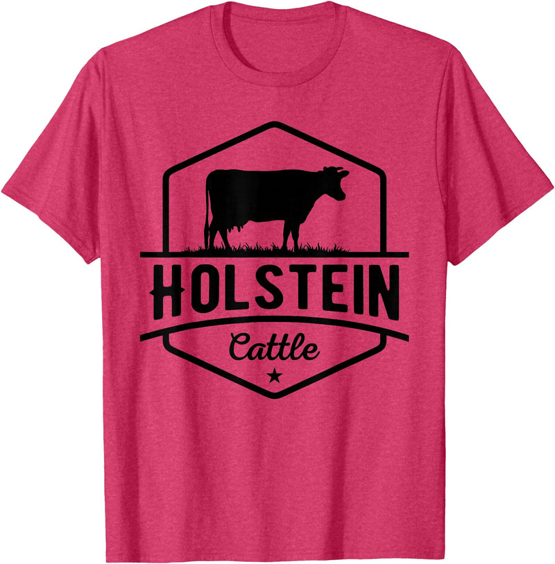 Farm and Holstein Cow for Men and Cattle Clothing Holstein Cattle - Holstein Cow for Farmers T-Shirt - Red Heather