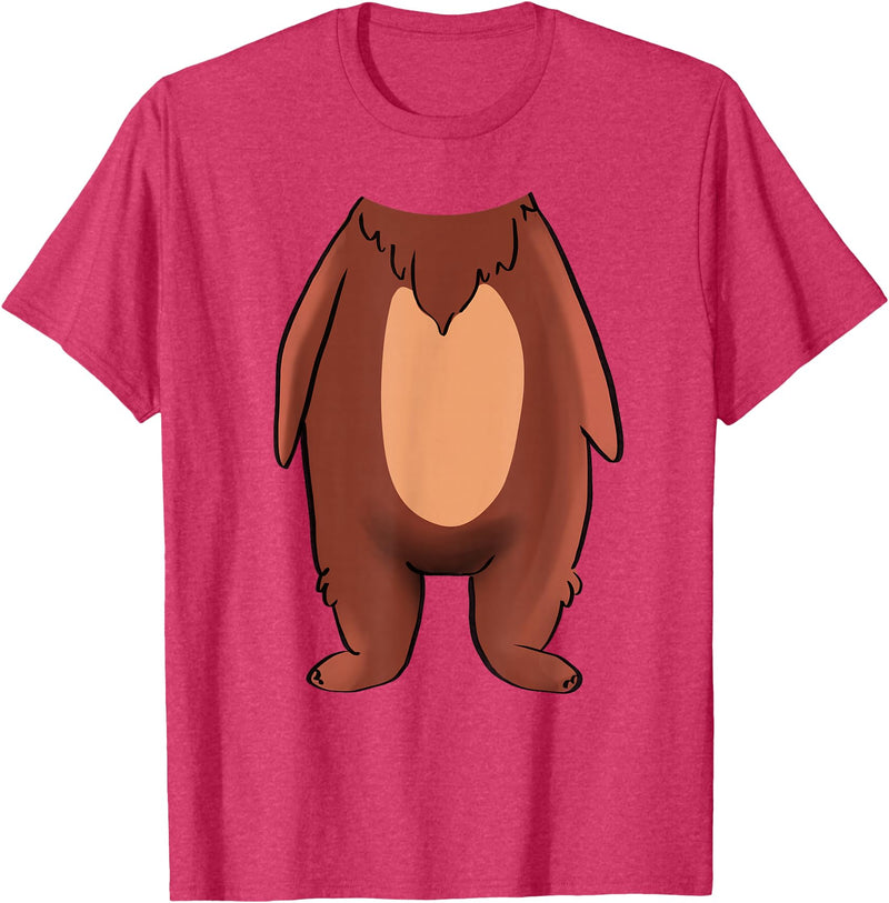 The Easy Costume Idea Shop Bear Halloween Costume Shirt - Brown Grizzly Bear T-Shirt - Red Heather