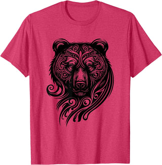 Best Tribal Tattoo Designs I Trends I Born for Art Bear Grizzly Nordic Indian Celtic Mythology Wild Animal Fan T-Shirt - Red Heather