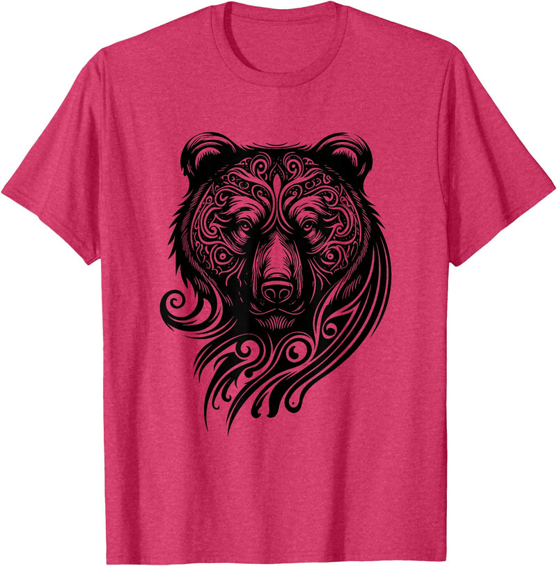 Best Tribal Tattoo Designs I Trends I Born for Art Bear Grizzly Nordic Indian Celtic Mythology Wild Animal Fan T-Shirt - Red Heather
