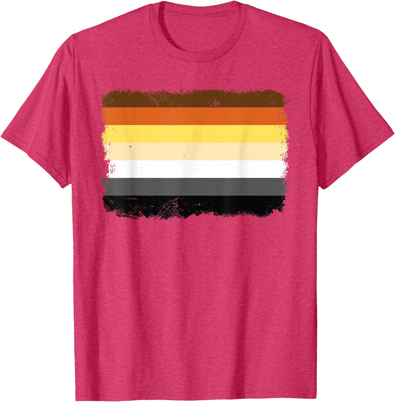 LGBTQ Bear Flag Gay Pride Gift For Men LGBT Papa Mens Gay Pride Month - Gay Flag Bear T-Shirt - Red Heather