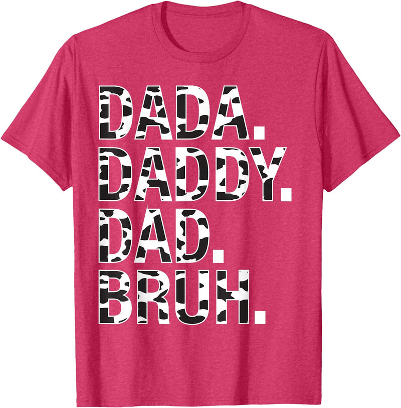 Highland Cow Dad Shirt Dad Cow Print Father's Day Dad Dada Daddy Bruh Papa Cow Daddy Love Cows Dad Cow Print T-Shirt - Red