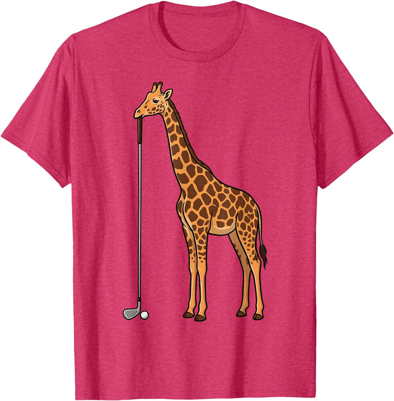Golf Golfing Golfer Giraffe Animal Safari Giraffe Golf T-Shirt - Red Heather