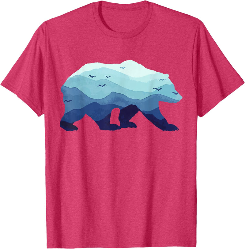 Grizzly Bear Mountains - Gifts & Apparel Co. Bear Nature Mountains Grizzly Hiking Camping Outdoor Gift T-Shirt - Red Heather