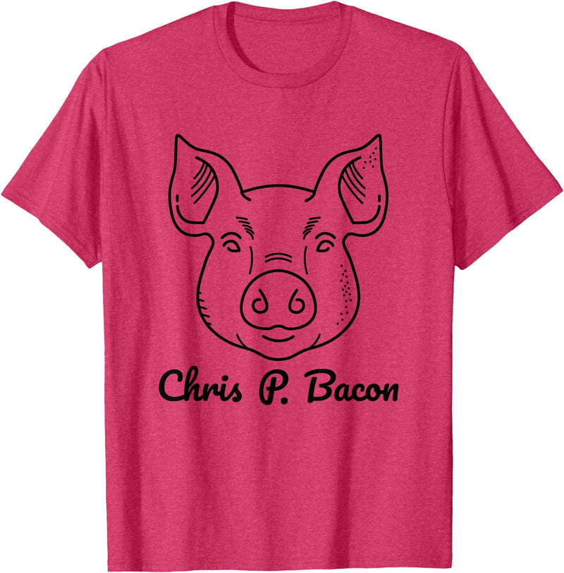 Funny Pet Pigs Tasty Bacon Butcher Breakfast Jokes Funny Pig Names Chris P. Bacon Crispy Bacon Lover Farm Pets T-Shirt - Red Heather
