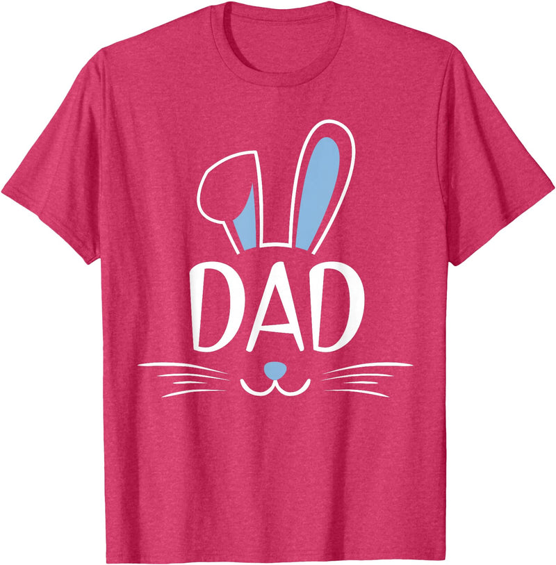 Dad Bunny Rabbit Face Family Group Easter Father's Day T-Shirt in Red Heather