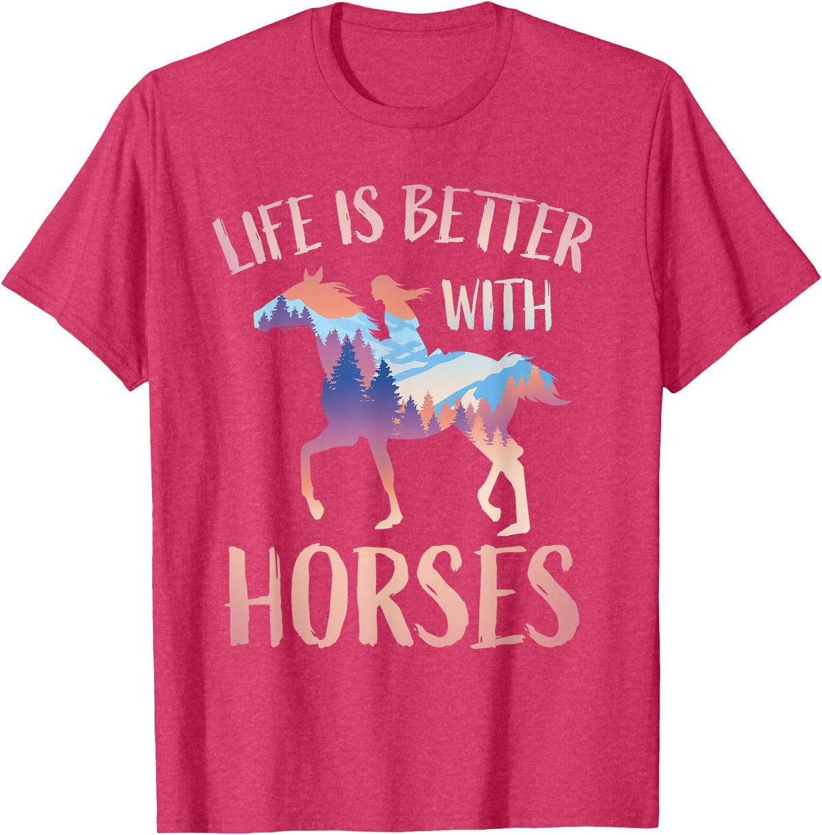 Horse Riding Gifts For Girls And Women Horse Rider - Life Is Better With Horses T-Shirt - Red Heather