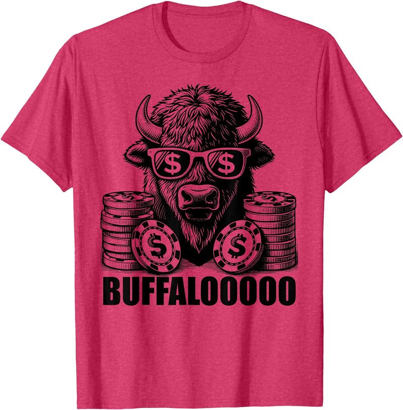 Gambling Gift Casino Gambler Stuff & Accessories Lucky Buffalo Casino Slot Machine BUFFALOOOOO Gambling T-Shirt, Small, Grey
