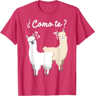 Spanish design | Llama gift | Funny Spanish design Funny Spanish gift, Como Te Llama, Llama design T-Shirt - Red Heather