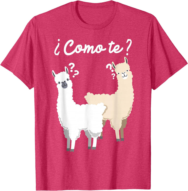 Spanish design | Llama gift | Funny Spanish design Funny Spanish gift, Como Te Llama, Llama design T-Shirt - Red Heather