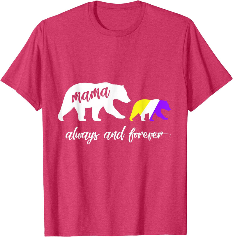 Nonbinary & Genderqueer Mama Bear T-Shirt Cute Nonbinary Mama Bear T-Shirt - Red Heather