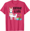 Matching Llama Birthday Party Supplies Birthday Llama Girl Birthday Party Llama Birthday Outfit T-Shirt - Red Heather