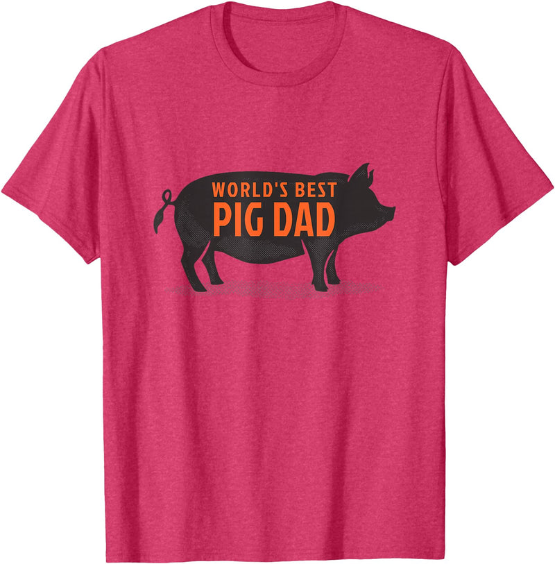 Pig Parent Shirts and Gifts World's Best Pig Dad - Funny Pet Pig Saying T-Shirt - Red Heather