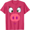 TC Halloween Pig Costumes Funny Pink Piggy Face Design Pig T-Shirt - Red Heather