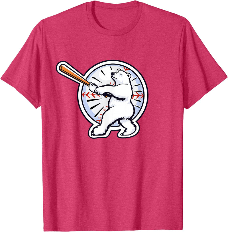Birdmouse Polar Bear Baseball T-Shirt - Red Heather