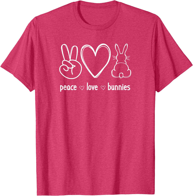 Peace Love Bunnies, Funny, Jokes, Sarcastic Sayings T-Shirt in Red Heather