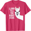 BDAZ Llama Tell You About Jesus Funny Christian Bible Gospel T-Shirt - Red Heather