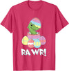 Easter Egg Hunter Dinosaur Dino Easter T-Rex Rabbit Bunny T-Shirt in Red Heather
