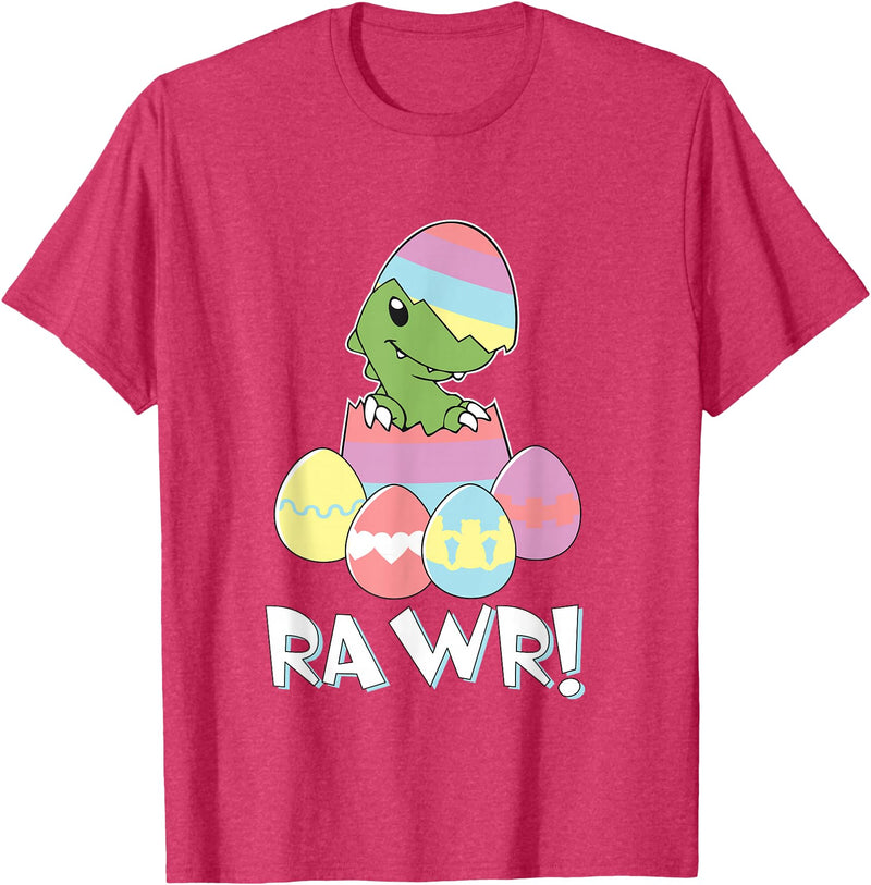 Easter Egg Hunter Dinosaur Dino Easter T-Rex Rabbit Bunny T-Shirt in Red Heather