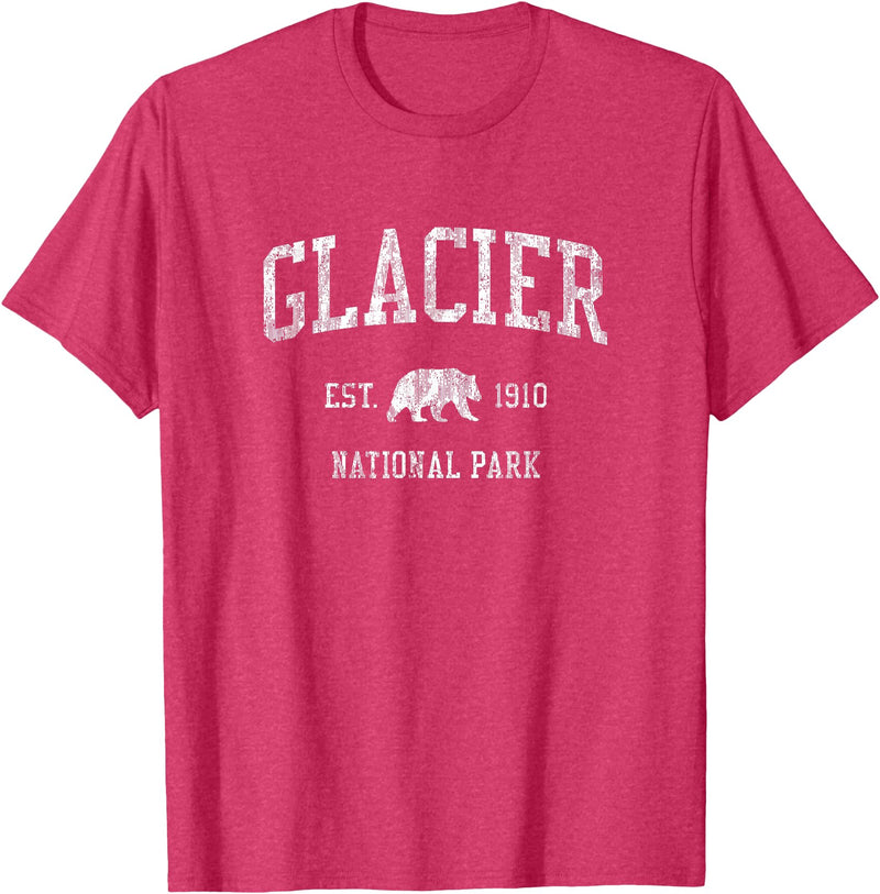 Jim Shorts Glacier National Park T-Shirt Vintage Sports Design Tee T-Shirt - Red Heather