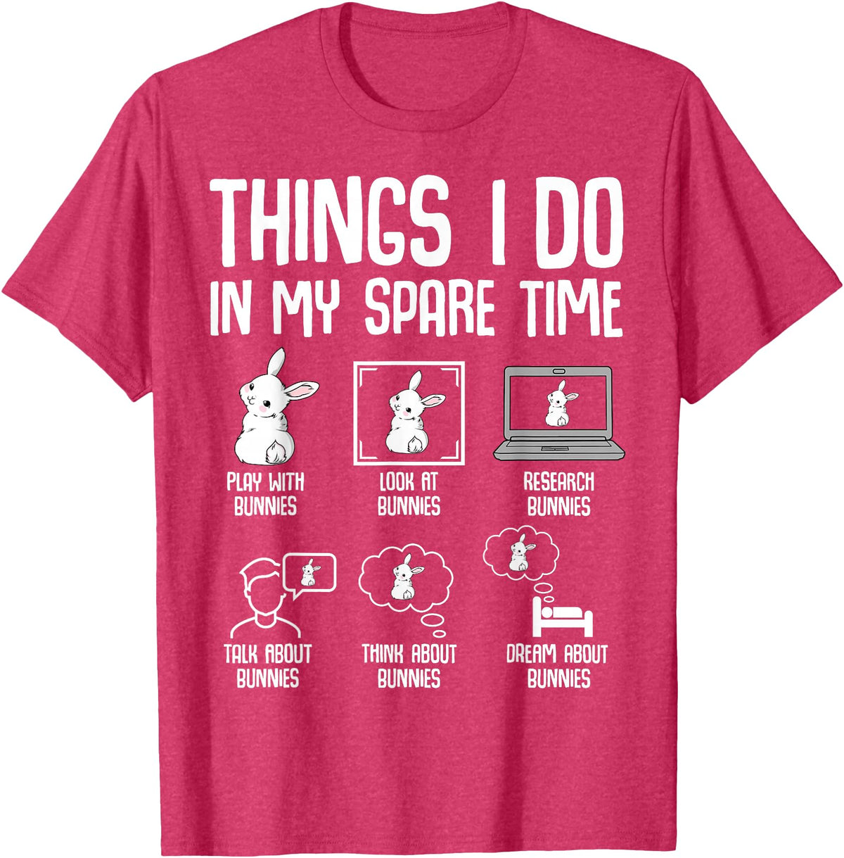 Things I Do in My Spare Time Bunny Rabbit Girls Kids Womens T-Shirt in Red Heather