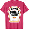 Funny Bottle Label Halloween 2024 Condiment Outfit Bold Buffalo Sauce Bottle Label Funny Halloween Costume T-Shirt - Red
