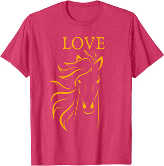 I Love Horses Shirts and Gifts Women and Girls Stylish Love Horse Head T-Shirt - Red Heather
