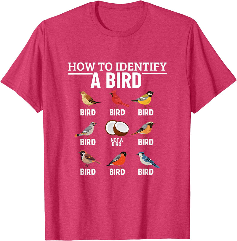 Funny Birding Watch Designs How to Identify A Bird Funny Bird Watching T-Shirt - Red Heather