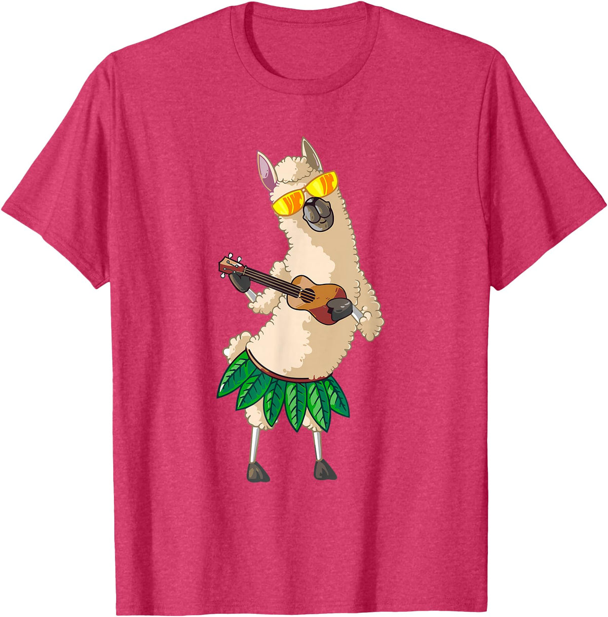 Llama Ukulele Luau TShirt Cute Gifts Llama Ukulele Luau Cute Funny Cool Hawaii Alpaca Gift T-Shirt - Red Heather