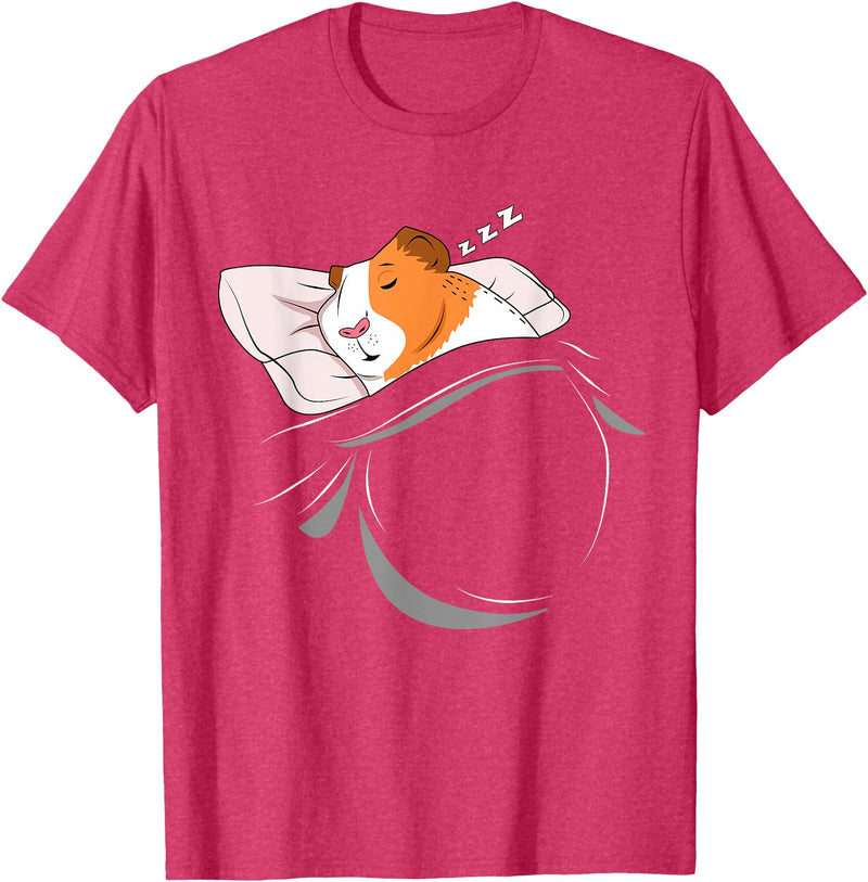 Cavy Lover Sleepy Pajama PJ Accessories Clothes Sleeping Guinea Pig Lover Owner Stuff Napping Cavy Piggy T-Shirt - Red Heather